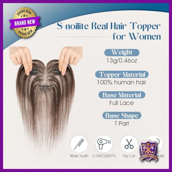 T-Part Lace Base Human Hair Topper, 11 Inch, 150% Density, Air Bangs